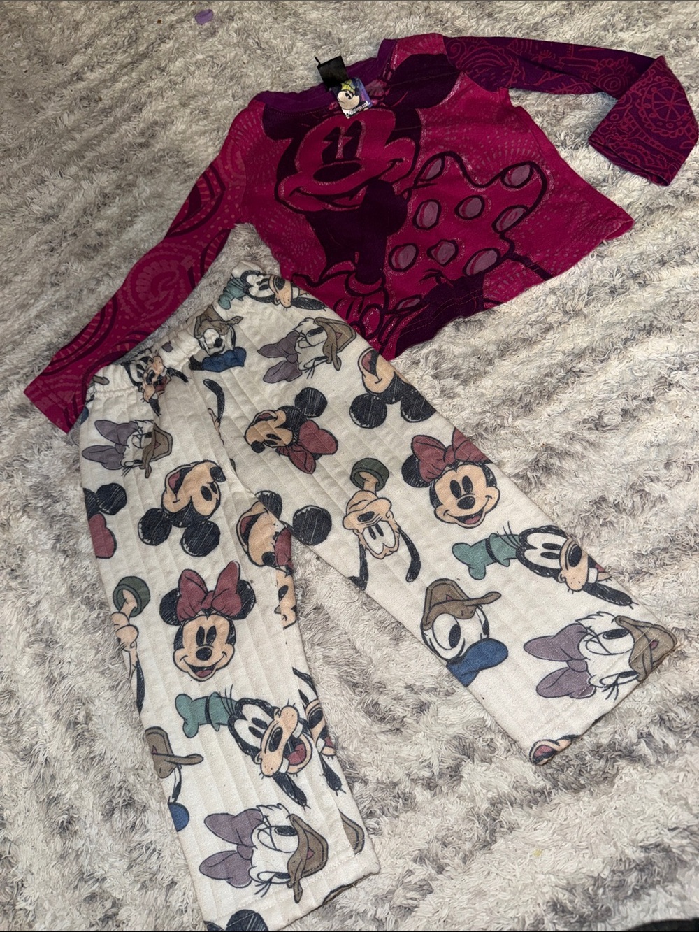 2T Disney Kids Minnie Mouse Two-Piece Set - Pink Top & Cream Character Pants